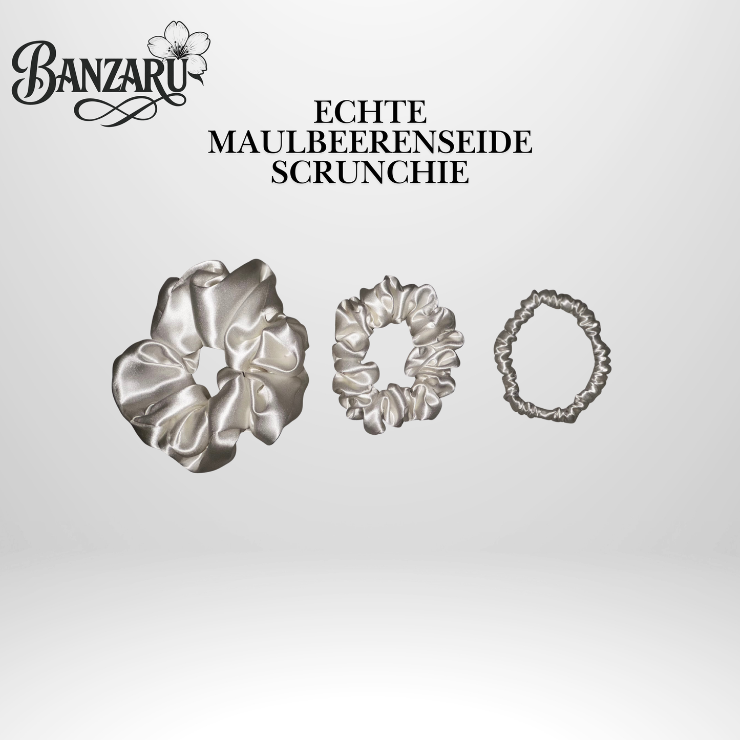 BANZARU Maulbeerseide Scrunchie Set – 100% 19-Momé 6A Seide (3 Größen)