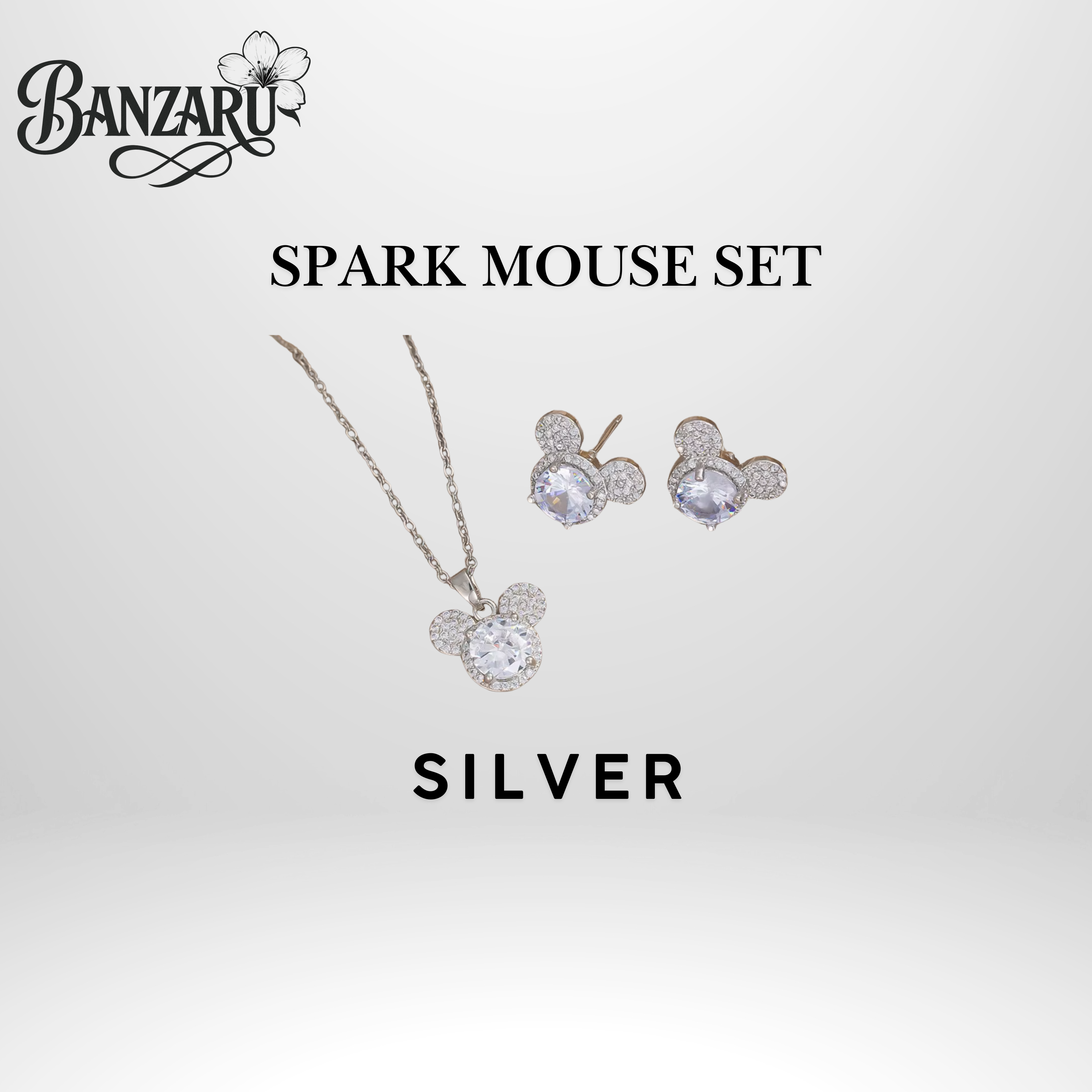 Spark Mouse Set – Halskette & Ohrringe aus Edelstahl