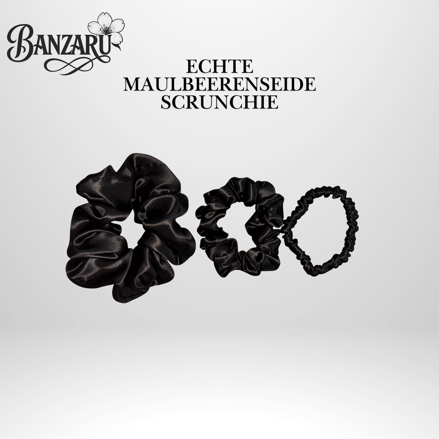 BANZARU Maulbeerseide Scrunchie Set – 100% 19-Momé 6A Seide (3 Größen)