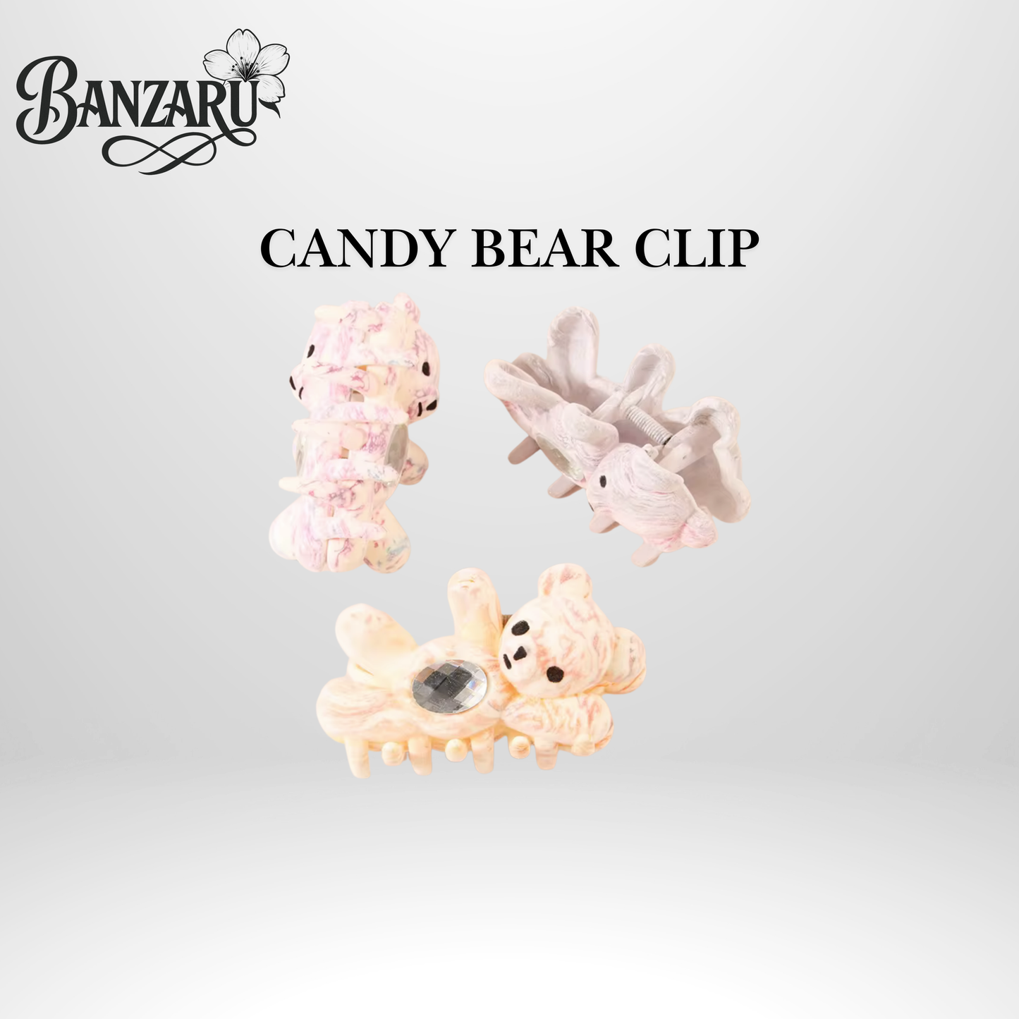 Candy Bear Clip – Geflockte Haarklammer