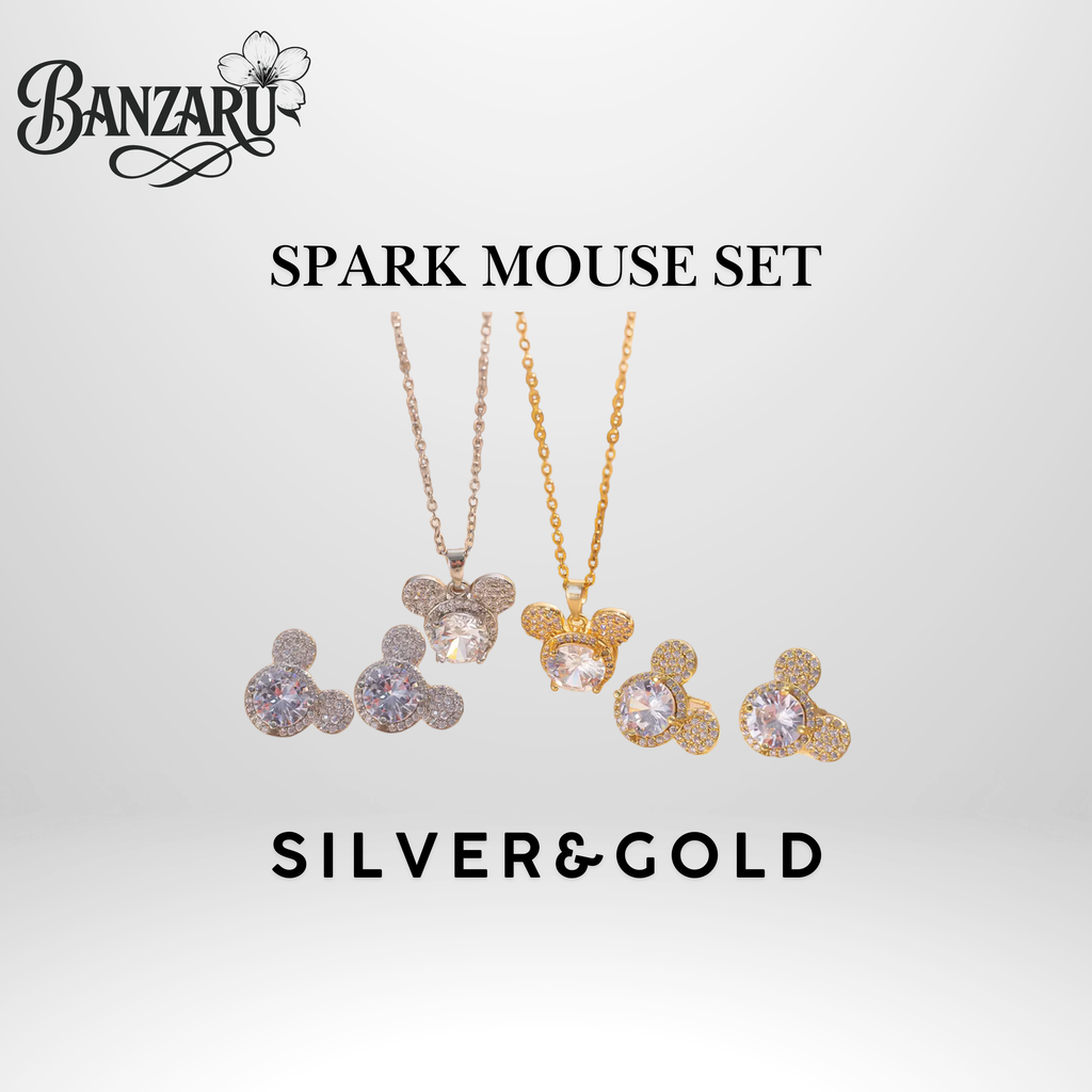 Spark Mouse Set – Halskette & Ohrringe aus Edelstahl