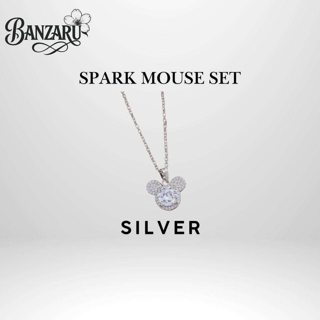 Spark Mouse Set – Halskette & Ohrringe aus Edelstahl