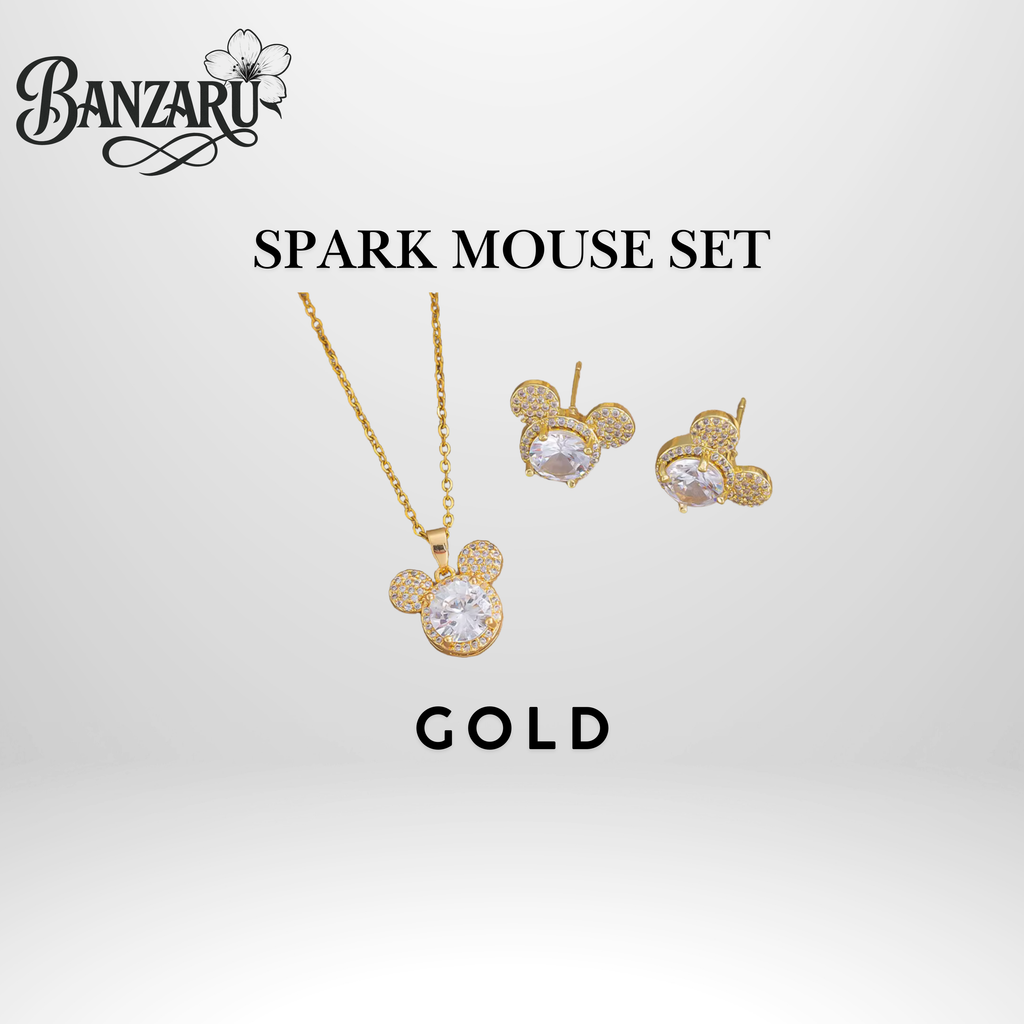 Spark Mouse Set – Halskette & Ohrringe aus Edelstahl