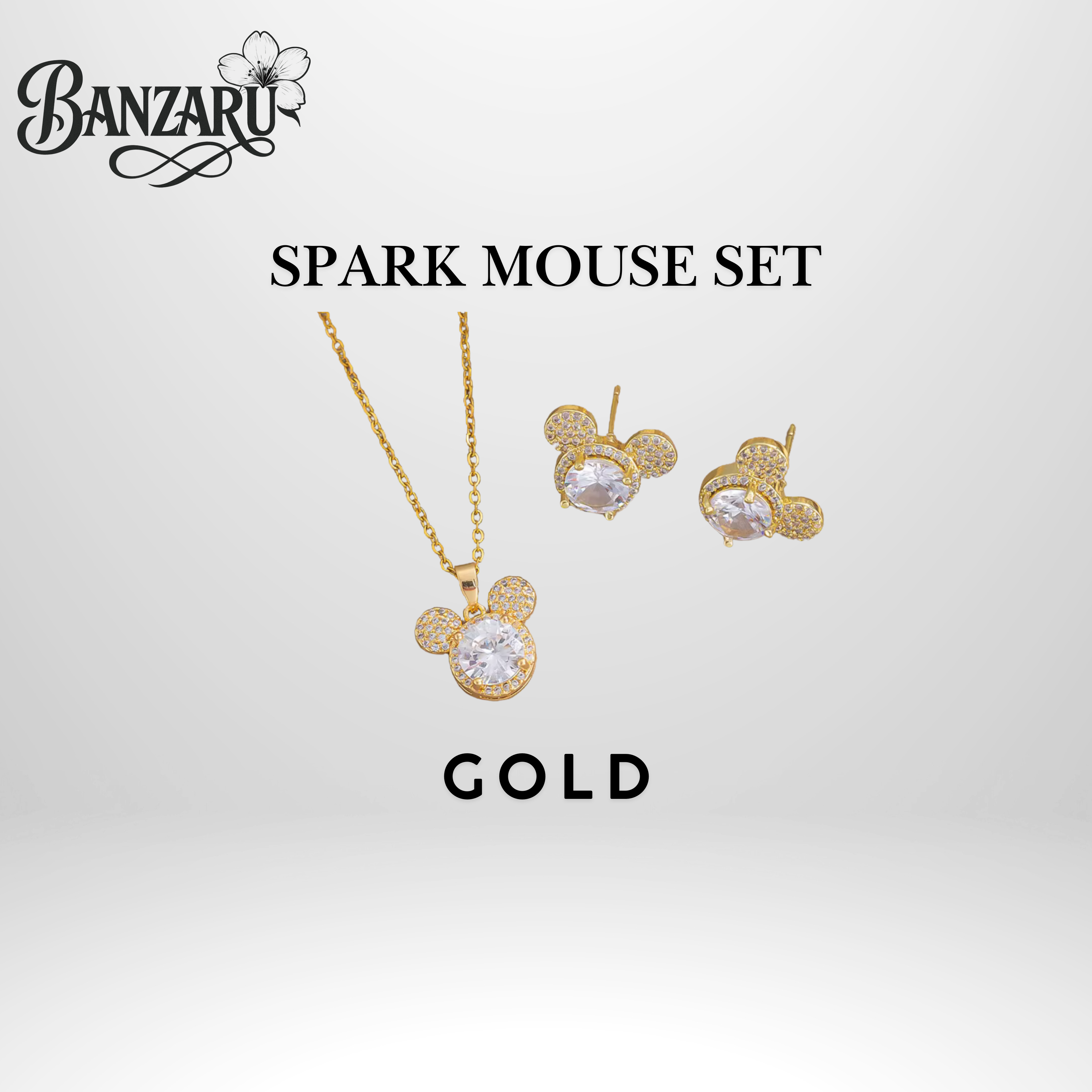 Spark Mouse Set – Halskette & Ohrringe aus Edelstahl