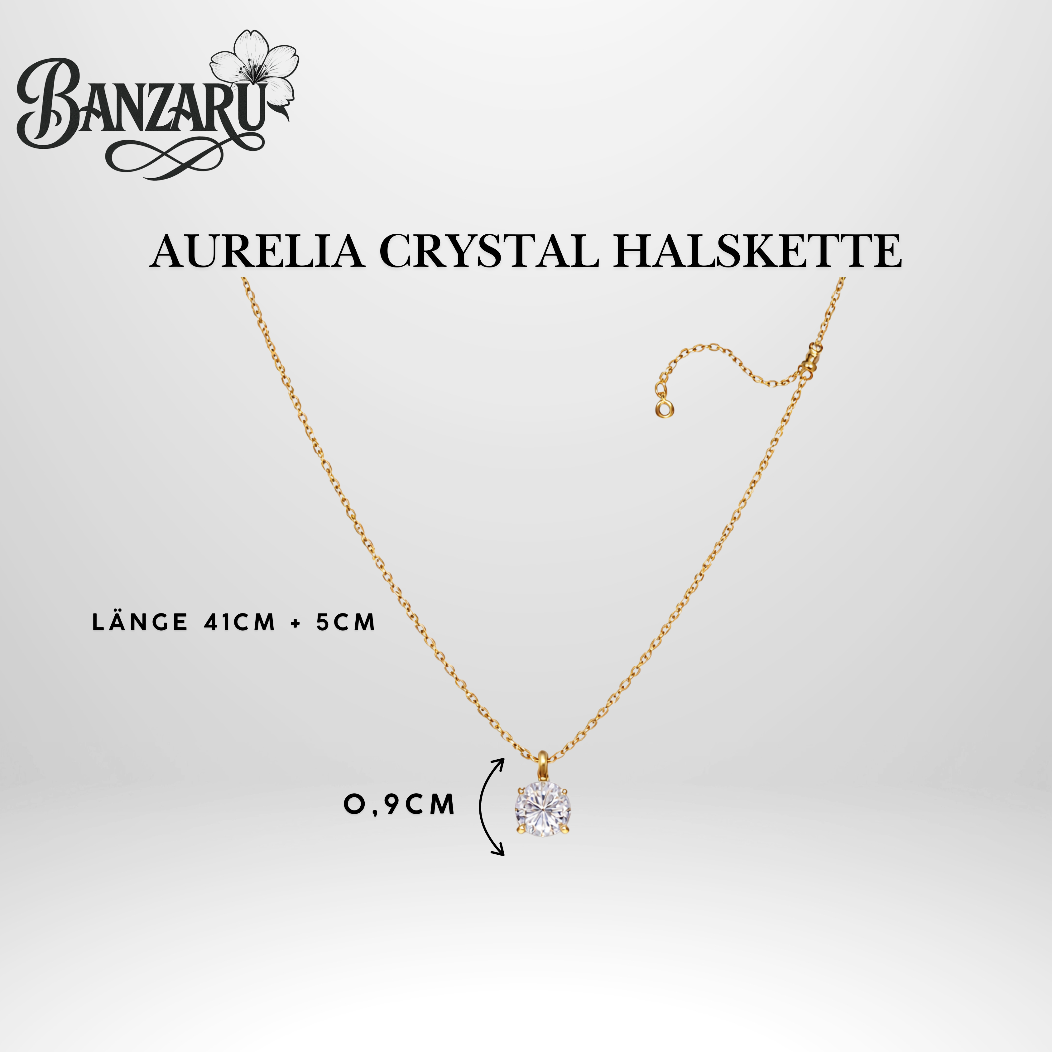 Aurelia Crystal Halskette – Edelstahl & 18K Vergoldung
