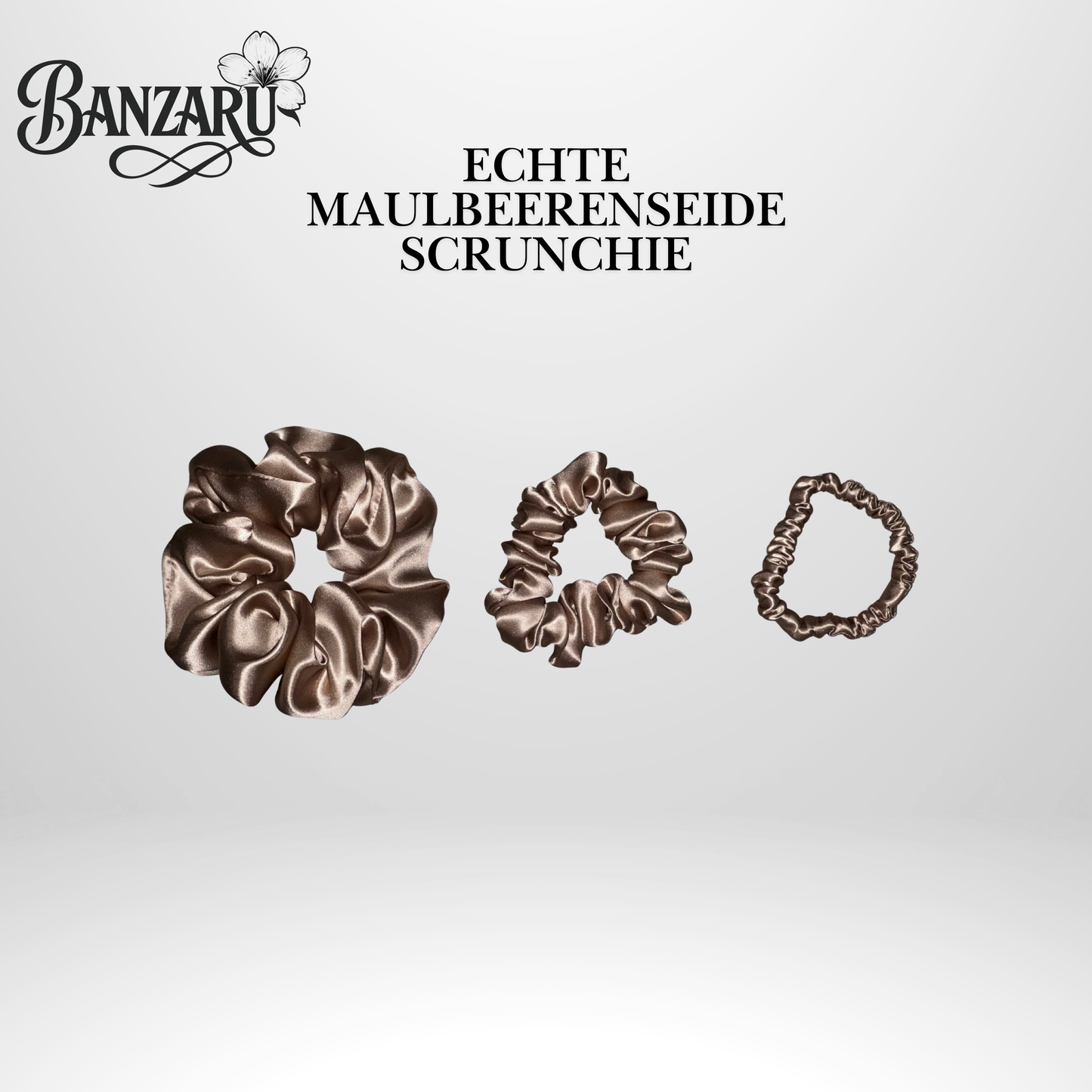 BANZARU Maulbeerseide Scrunchie Set – 100% 19-Momé 6A Seide (3 Größen)