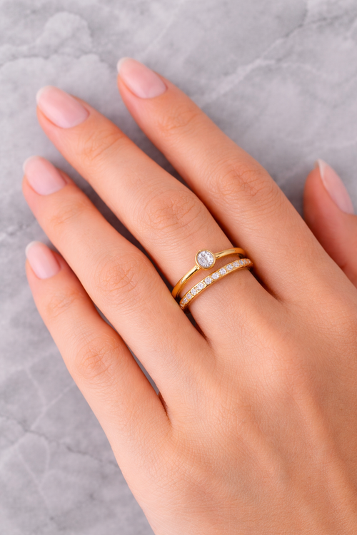Aurea Duo – Eleganter Ring aus hochwertigem Edelstahl 18k vergoldet