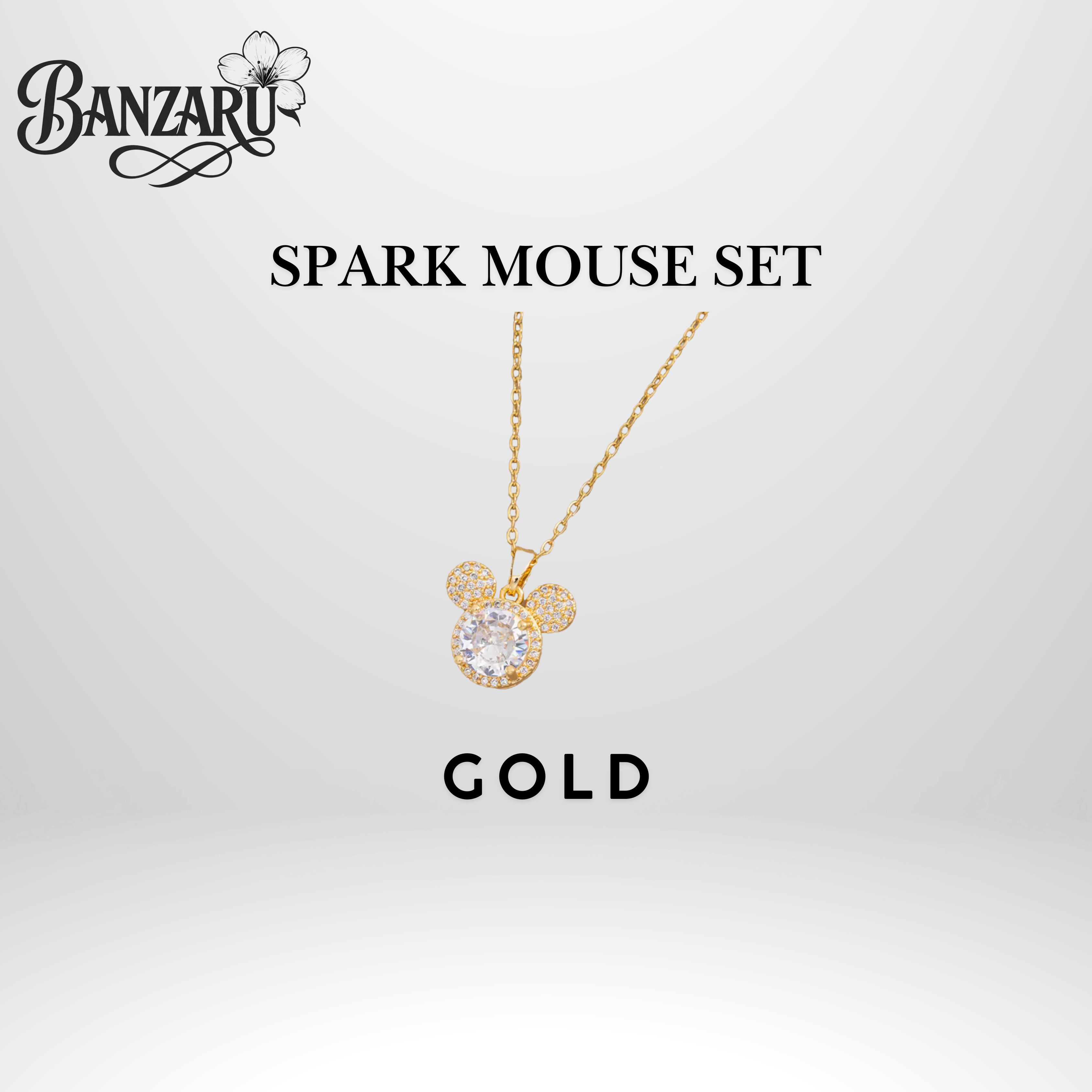 Spark Mouse Set – Halskette & Ohrringe aus Edelstahl