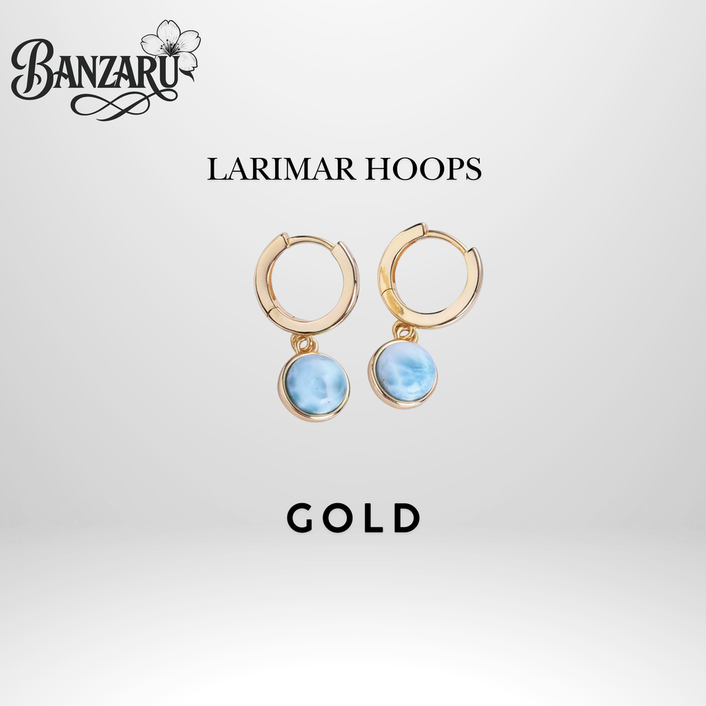 Larimar Hoops - 925 Silber und 18k vergoldet
