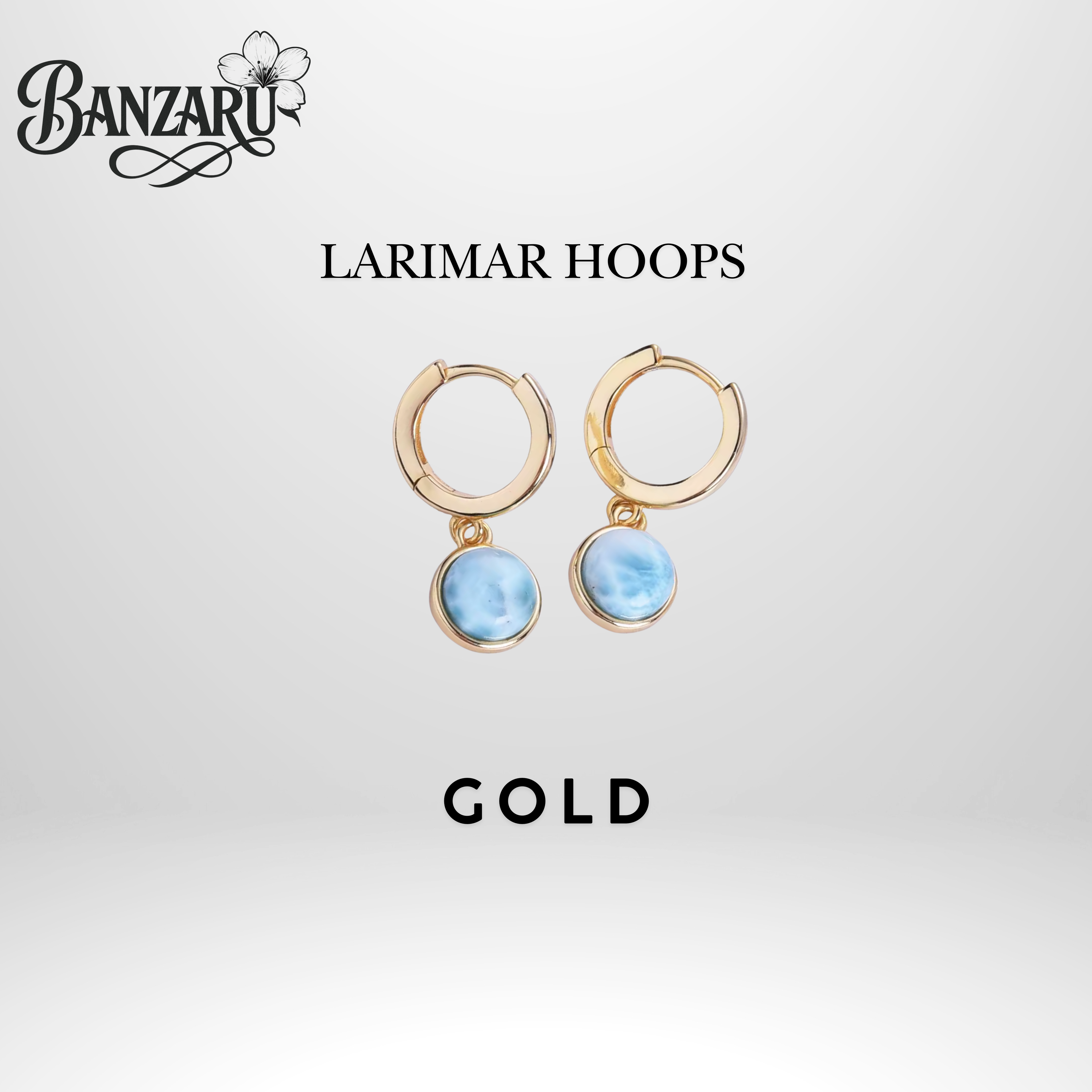 Larimar Hoops - 925 Silber und 18k vergoldet