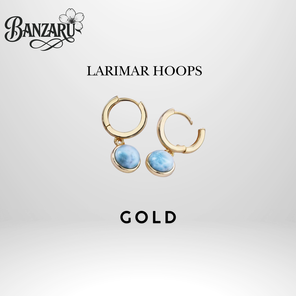 Larimar Hoops - 925 Silber und 18k vergoldet