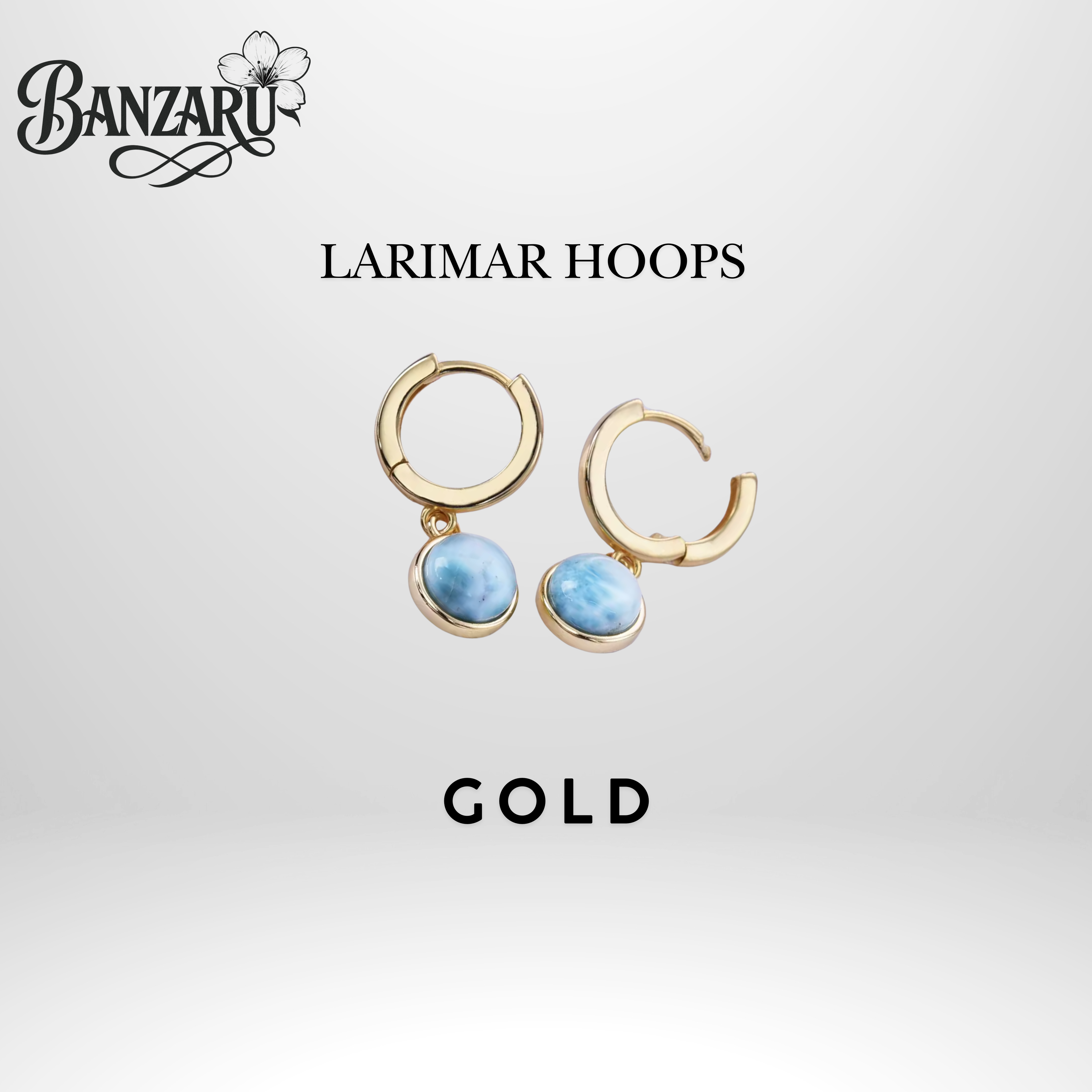 Larimar Hoops - 925 Silber und 18k vergoldet