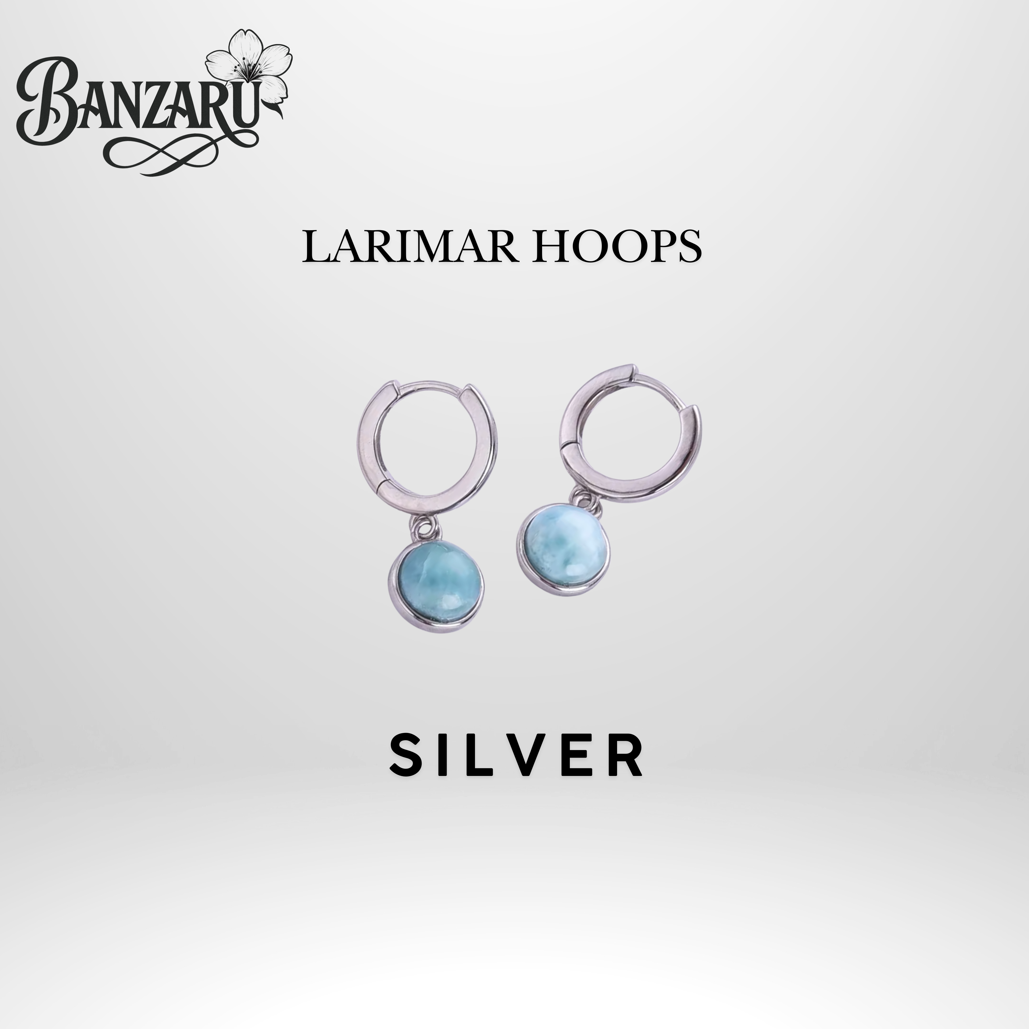 Larimar Hoops - 925 Silber und 18k vergoldet