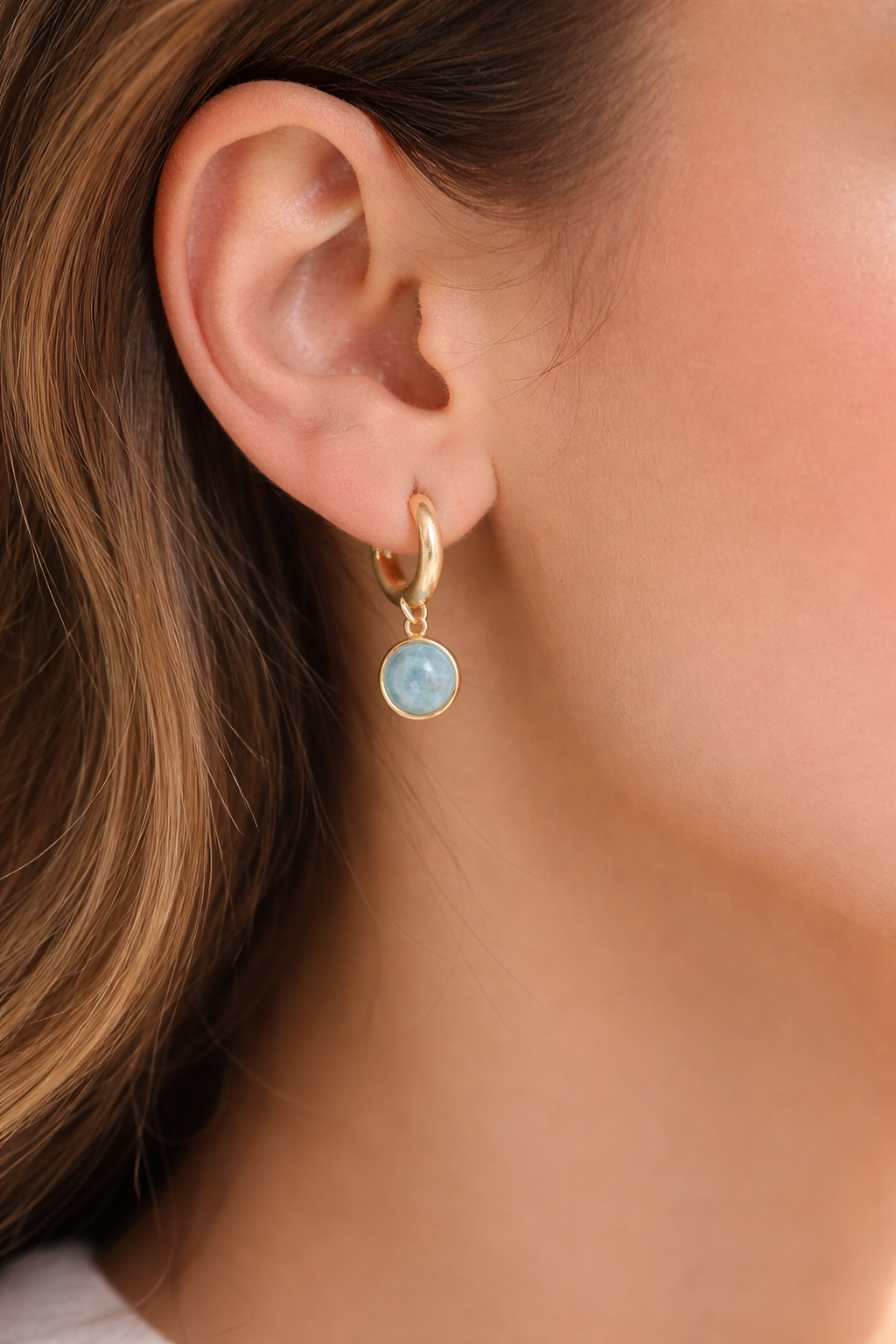 Larimar Hoops - 925 Silber und 18k vergoldet