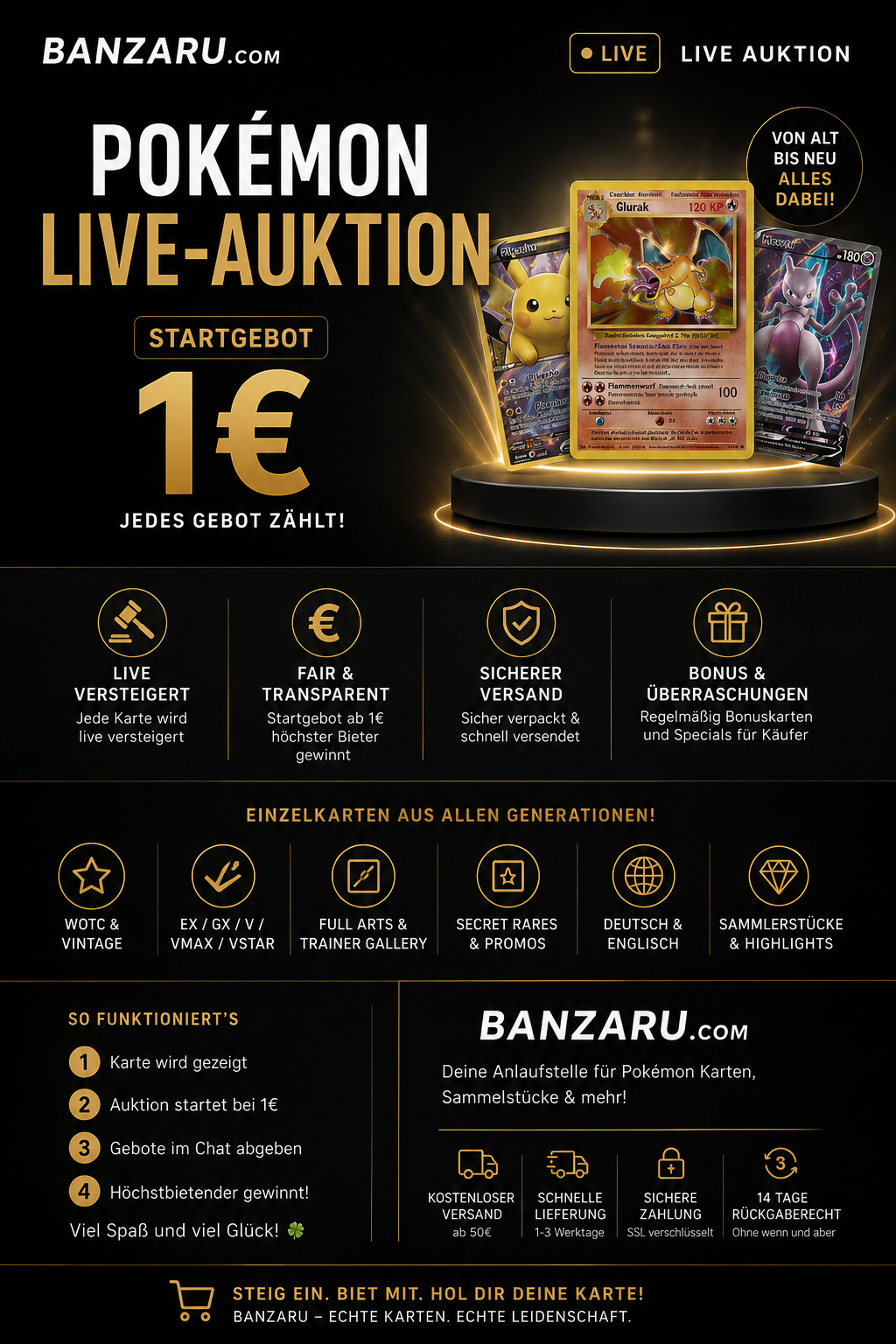 🔥 POKÉMON LIVE-AUKTION AB 1€ 🔥