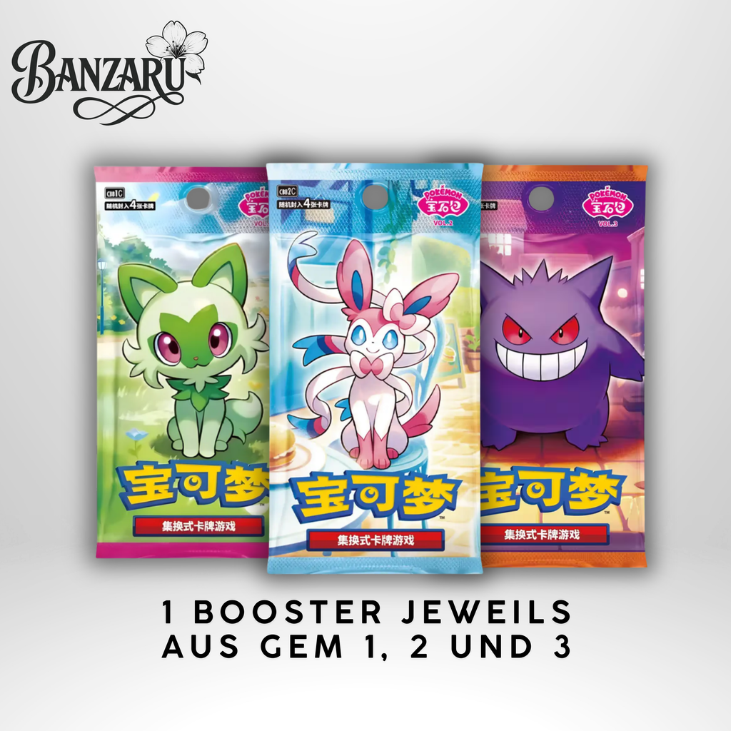 Pokémon Gem Pack Badge Set vol. 1 Felori (Sprigatito) | Chinesische Edition
