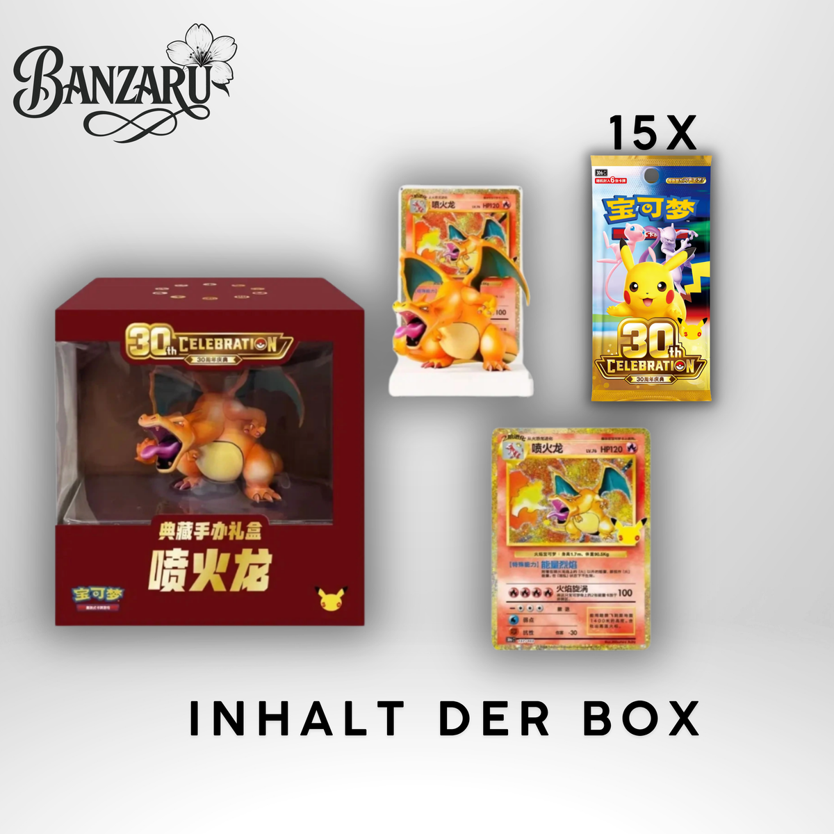 Pokémon 30th Celebration – Glurak Sammlerbox Chinesisch Vorbestellung