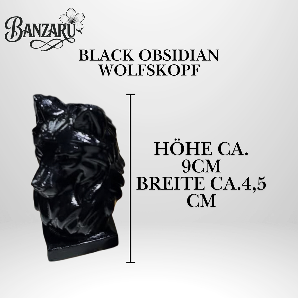 Schwarzer Obsidian Wolfskopf