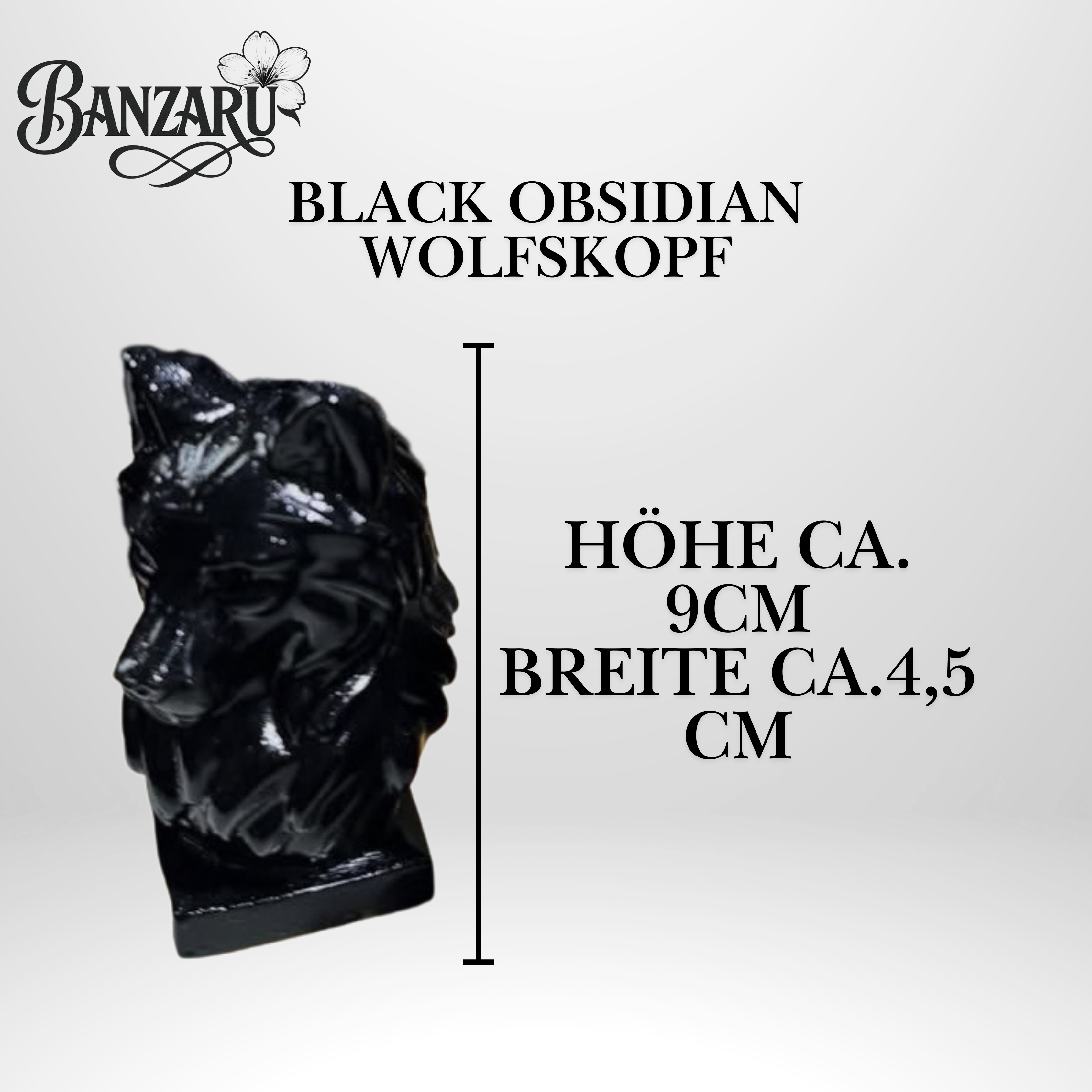 Schwarzer Obsidian Wolfskopf
