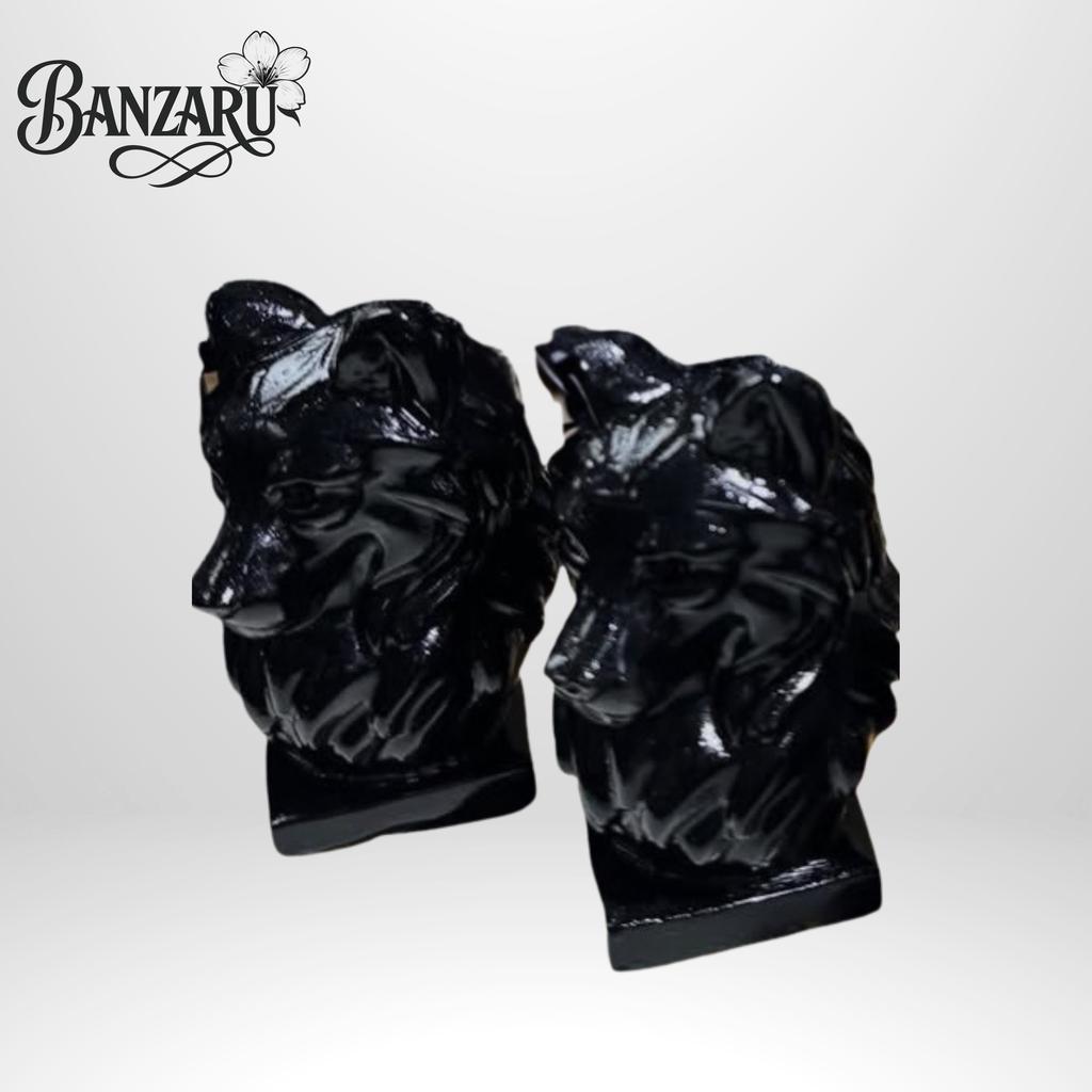 Schwarzer Obsidian Wolfskopf